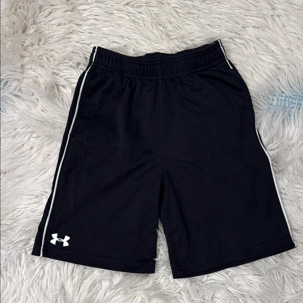 Boys Under Armour Black Shorts with White Trim